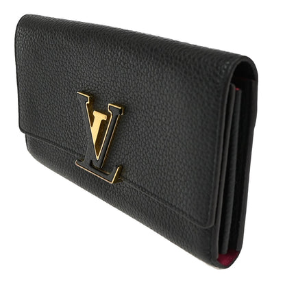 Louis Vuitton Capucines Long Wallet Leather, BLACK, LEATHER, Wallets