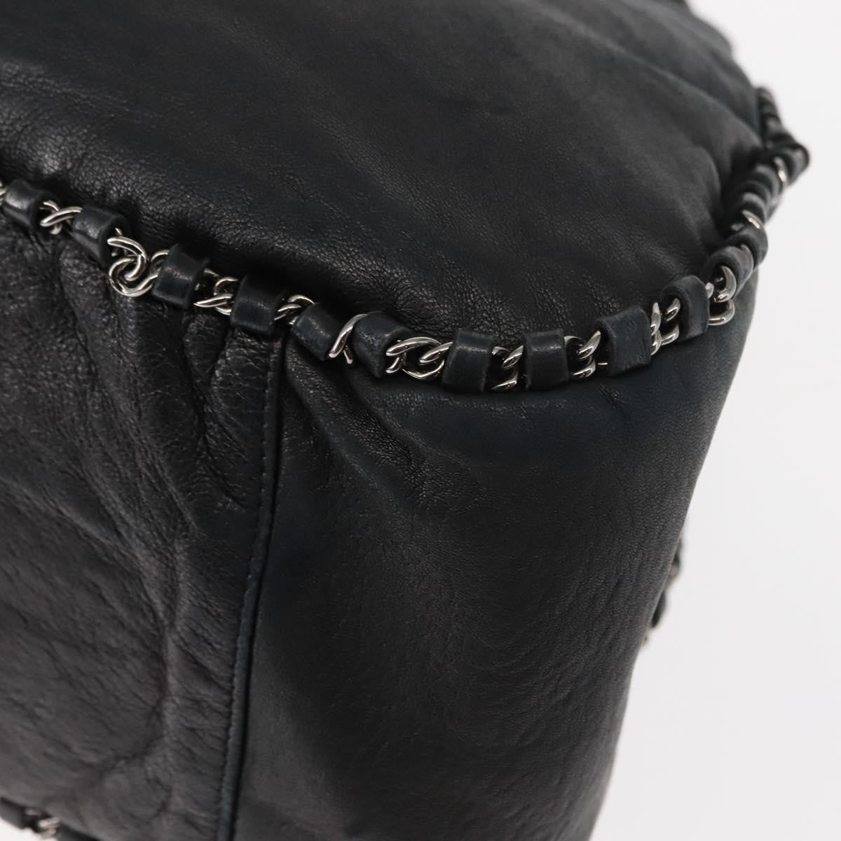 Chanel Vintage Chain Around Shoulder Bag Leather, BLACK, LEATHER, Shoulder bag