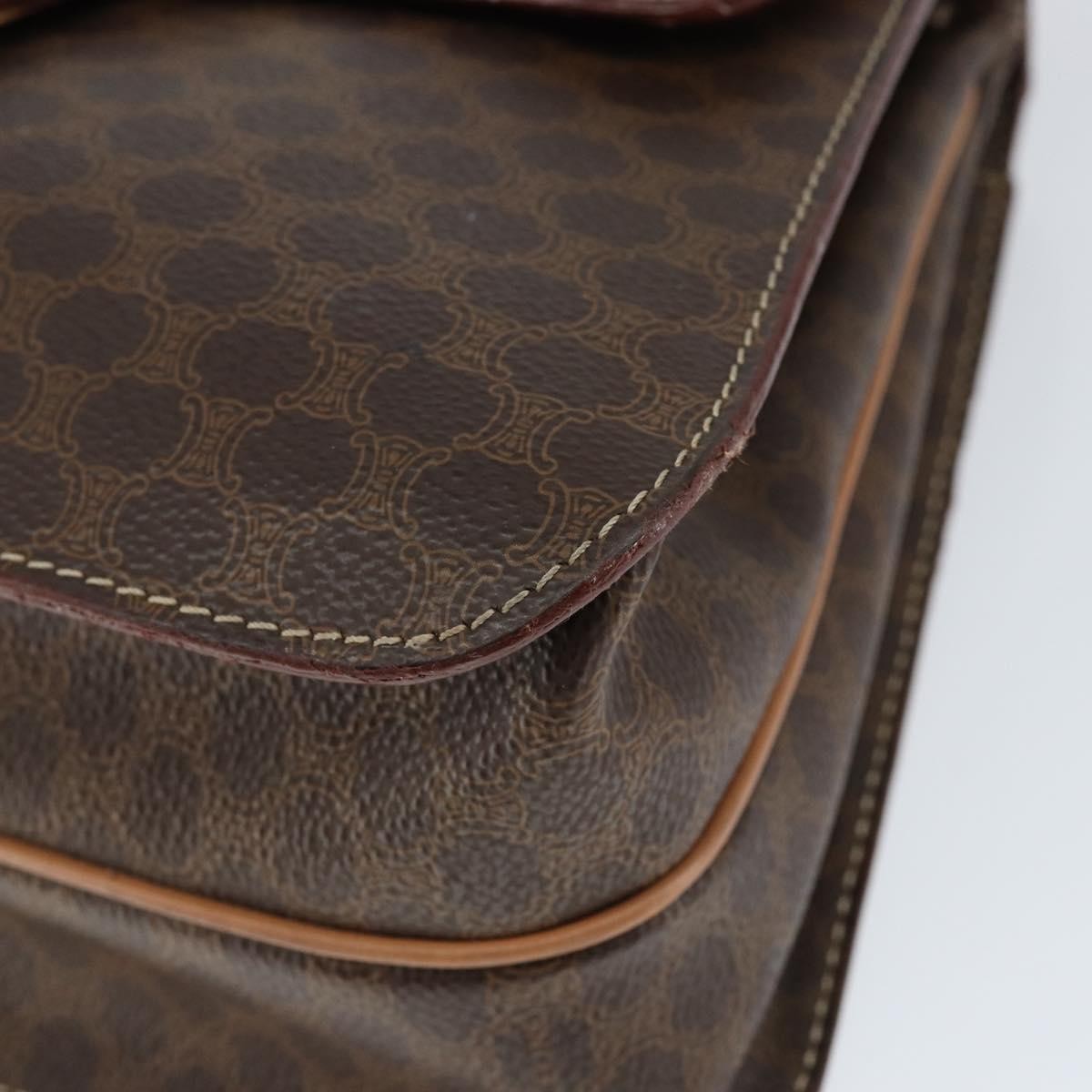 Celine Vintage Macadam Handbag Canvas, BROWN, PVC, Handbag