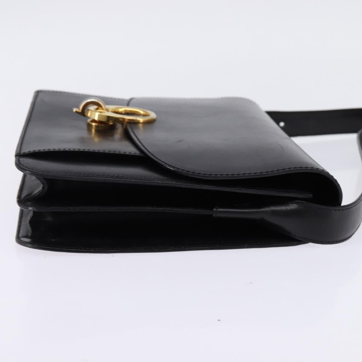 Celine Flap Shoulder Bag Leather, BLACK, LEATHER, Shoulder bag