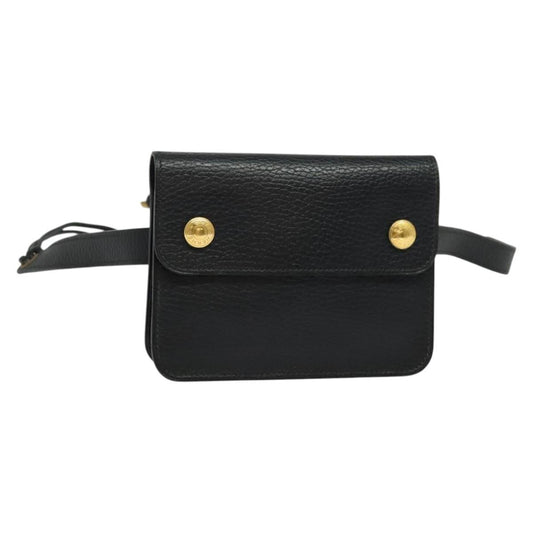 Hermes Pochette Green Waist Bag Leather, BLACK, LEATHER, Clutche & pouche