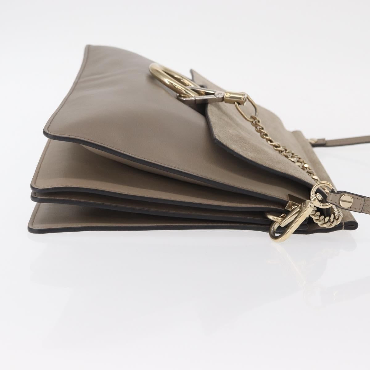 Chloe Faye Shoulder Bag Leather and Suede, BEIGE, SUEDE, Shoulder bag
