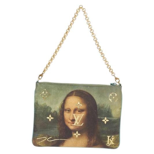 Louis Vuitton Pochette Clutch Limited Edition Jeff Koons Da Vinci Print Canvas, GREEN, PVC, Clutche & pouche
