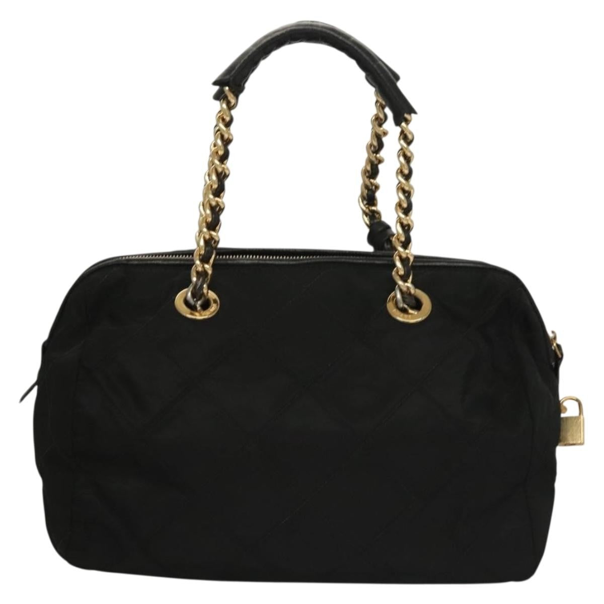 Prada Chain Shoulder Bag Tessuto, BLACK, NYLON, Shoulder bag