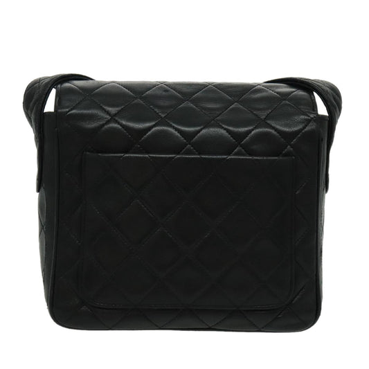 Chanel Vintage CC Pushlock Flap Bag Quilted Lambskin, BLACK, LEATHER, Shoulder bag