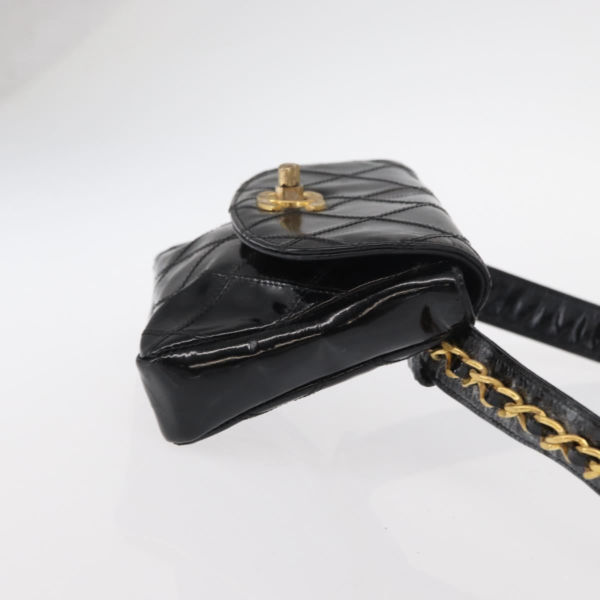 Chanel Vintage Flap Belt Bag Quilted Leather, BLACK, LEATHER, Clutche & pouche