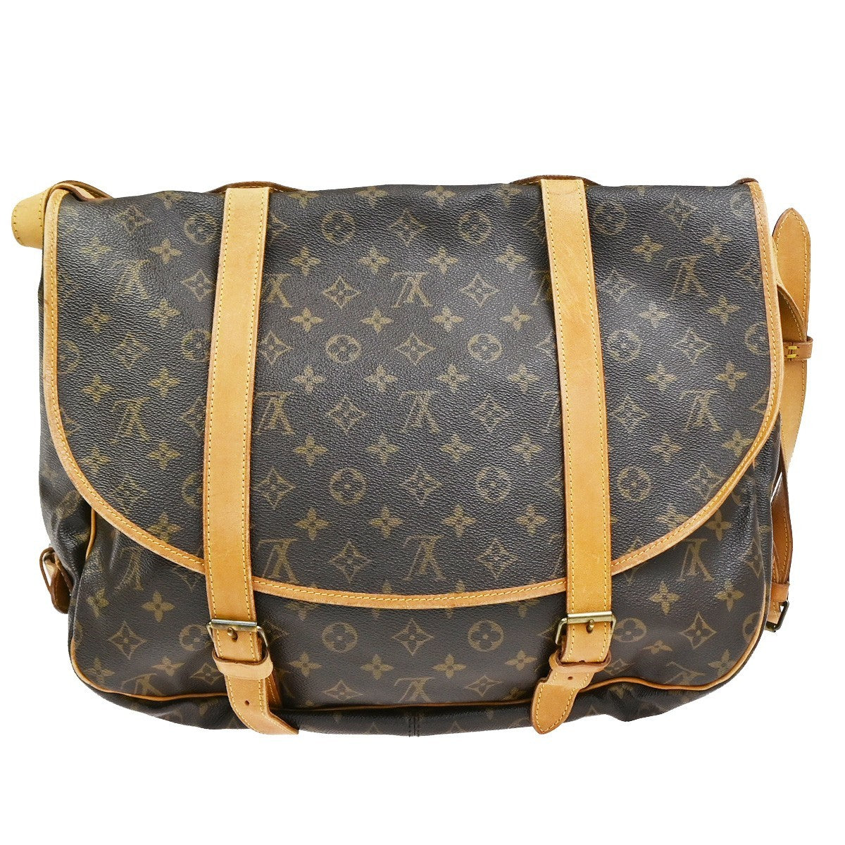 Louis Vuitton Saumur Handbag Monogram Canvas, Brown, Leather, Shoulder Bag