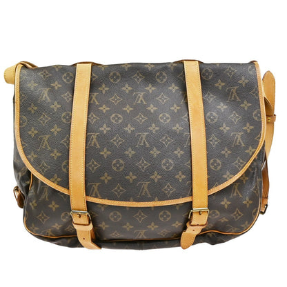 Louis Vuitton Saumur Handbag Monogram Canvas, Brown, Leather, Shoulder Bag