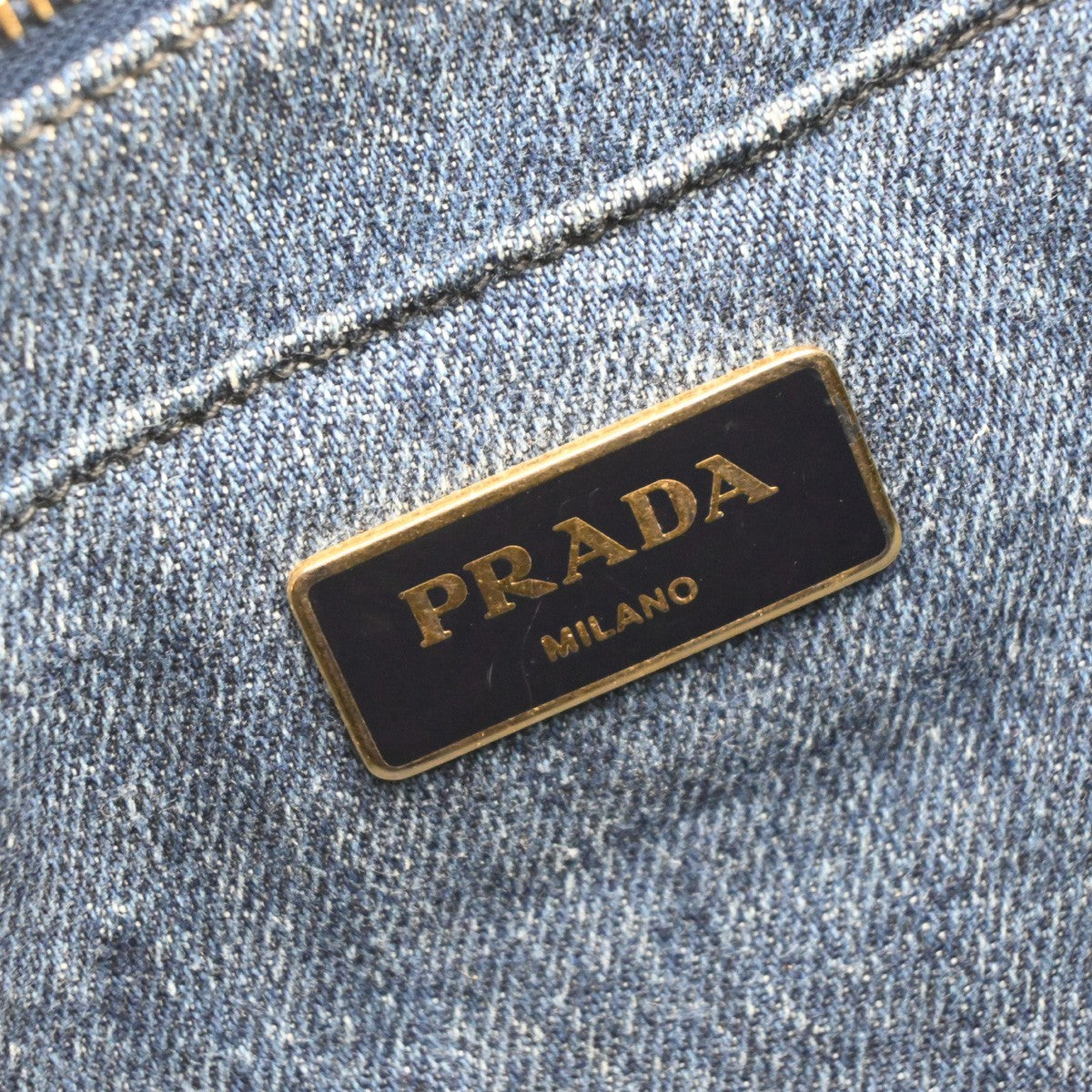 Prada Canapa Open Tote Denim, BLUE, DENIM_JEANS, Tote bag