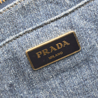 Prada Canapa Open Tote Denim, BLUE, DENIM_JEANS, Tote bag