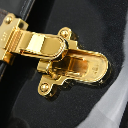 Louis Vuitton Cherrywood Handbag Vernis with Monogram Canvas, BLACK, PATENT_LEATHER, Handbag