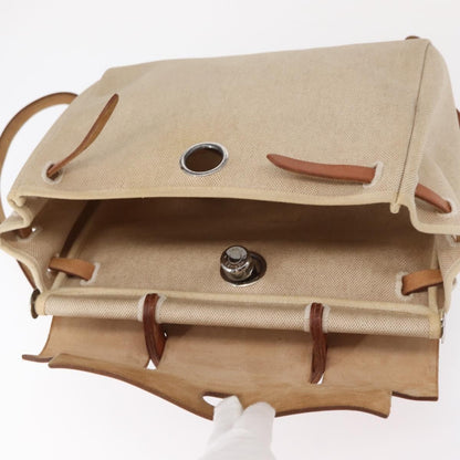 Hermes Herbag A Dos Backpack Toile, BEIGE, CANVAS, Backpack