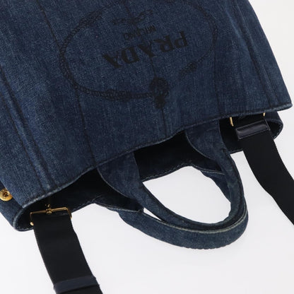 Prada Canapa Open Tote Canvas, BLUE, CANVAS, Tote bag
