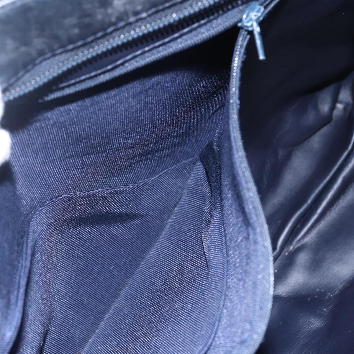 Bally Vintage Chain Shoulder Bag Quilted Leather, NAVY, LEATHER, Shoulder bag