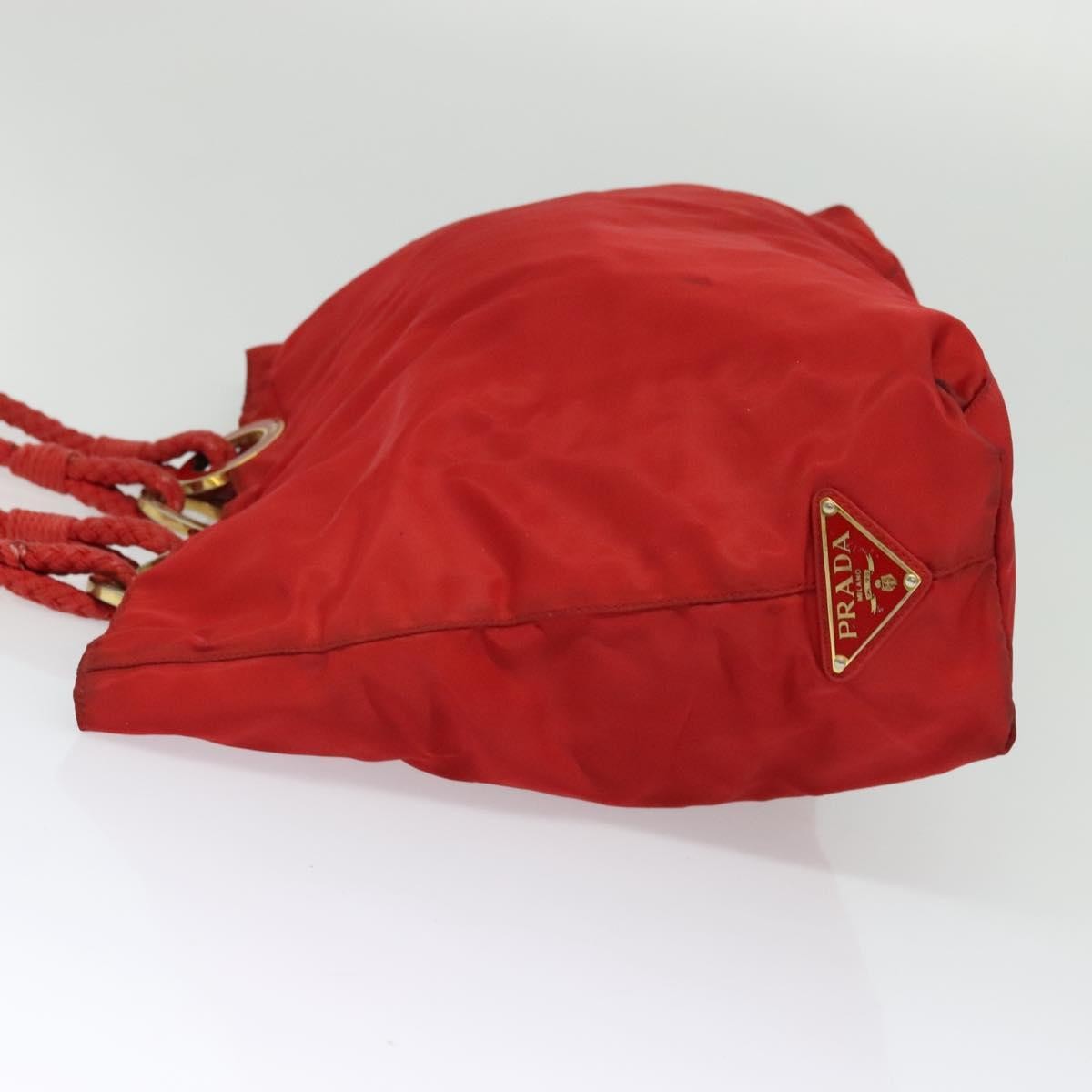 Prada Convertible Metal Handle Satchel Quilted Tessuto, RED, NYLON, Tote bag
