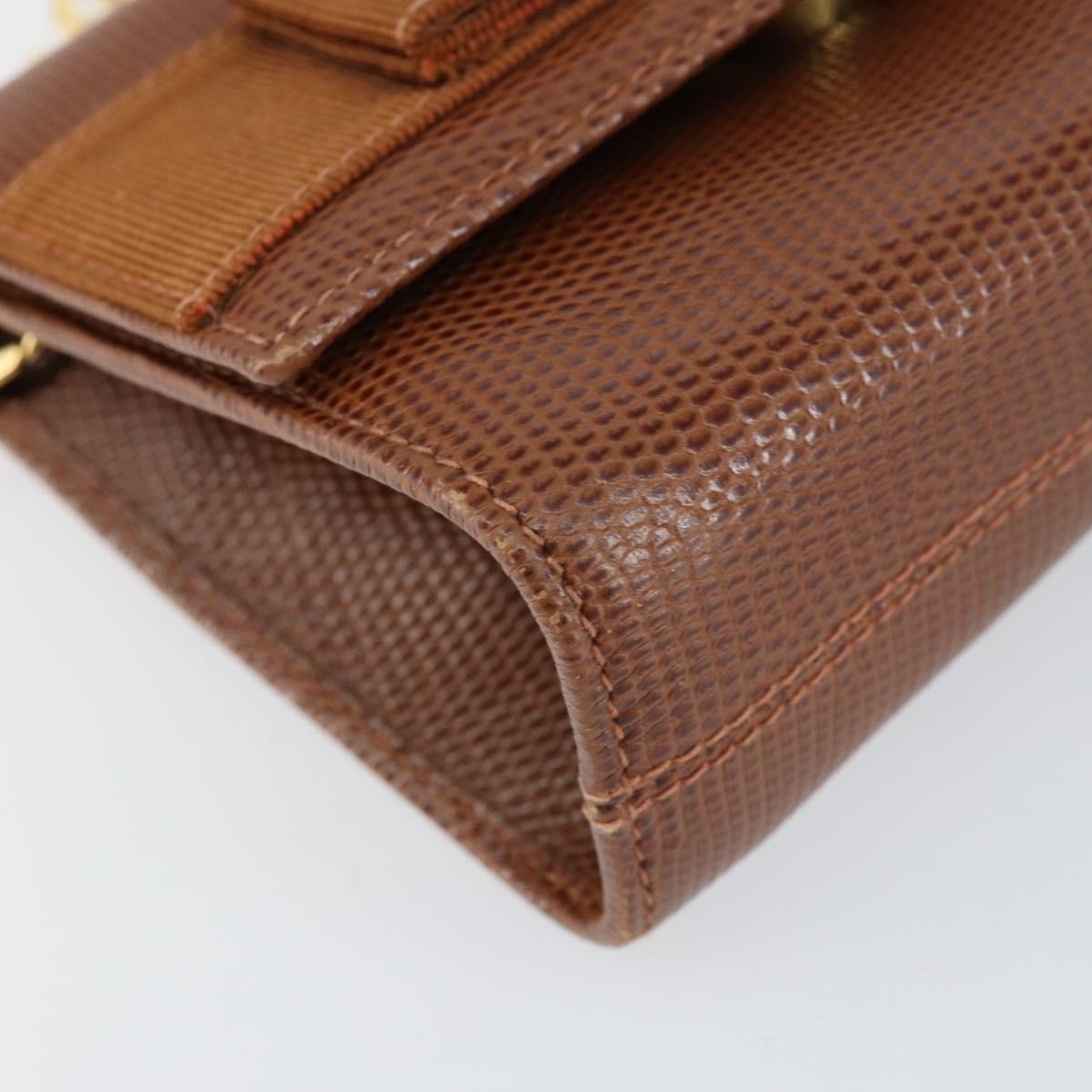 Salvatore Ferragamo Vala Shoulder Bag Embossed Leather, BROWN, LEATHER, Shoulder bag