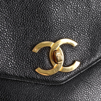 Chanel Vintage Front Pocket Camera Shoulder Bag Quilted Caviar, BLACK, LEATHER, Shoulder bag