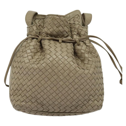 Bottega Veneta Drawstring Shoulder Bag Intrecciato Nappa, BEIGE, LEATHER, Shoulder bag