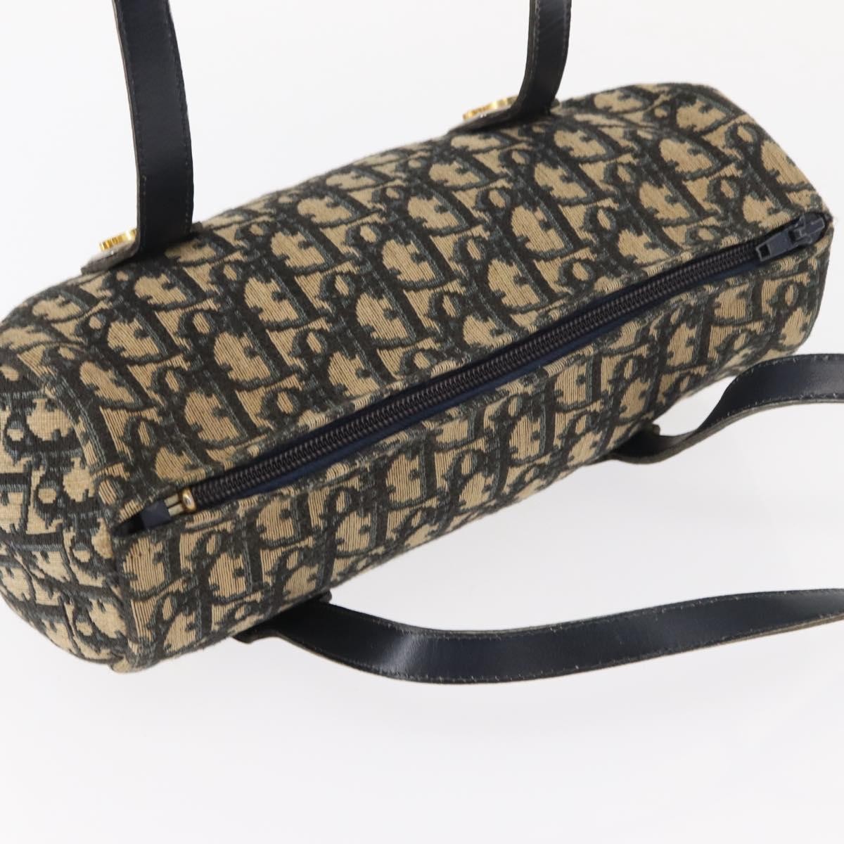 Christian Dior Vintage Trotter Handbag Canvas, NAVY, CANVAS, Handbag