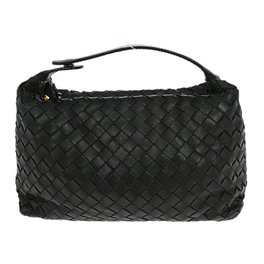 Bottega Veneta Handle Pouch Intrecciato Nappa, BLACK, LEATHER, Clutche & pouche