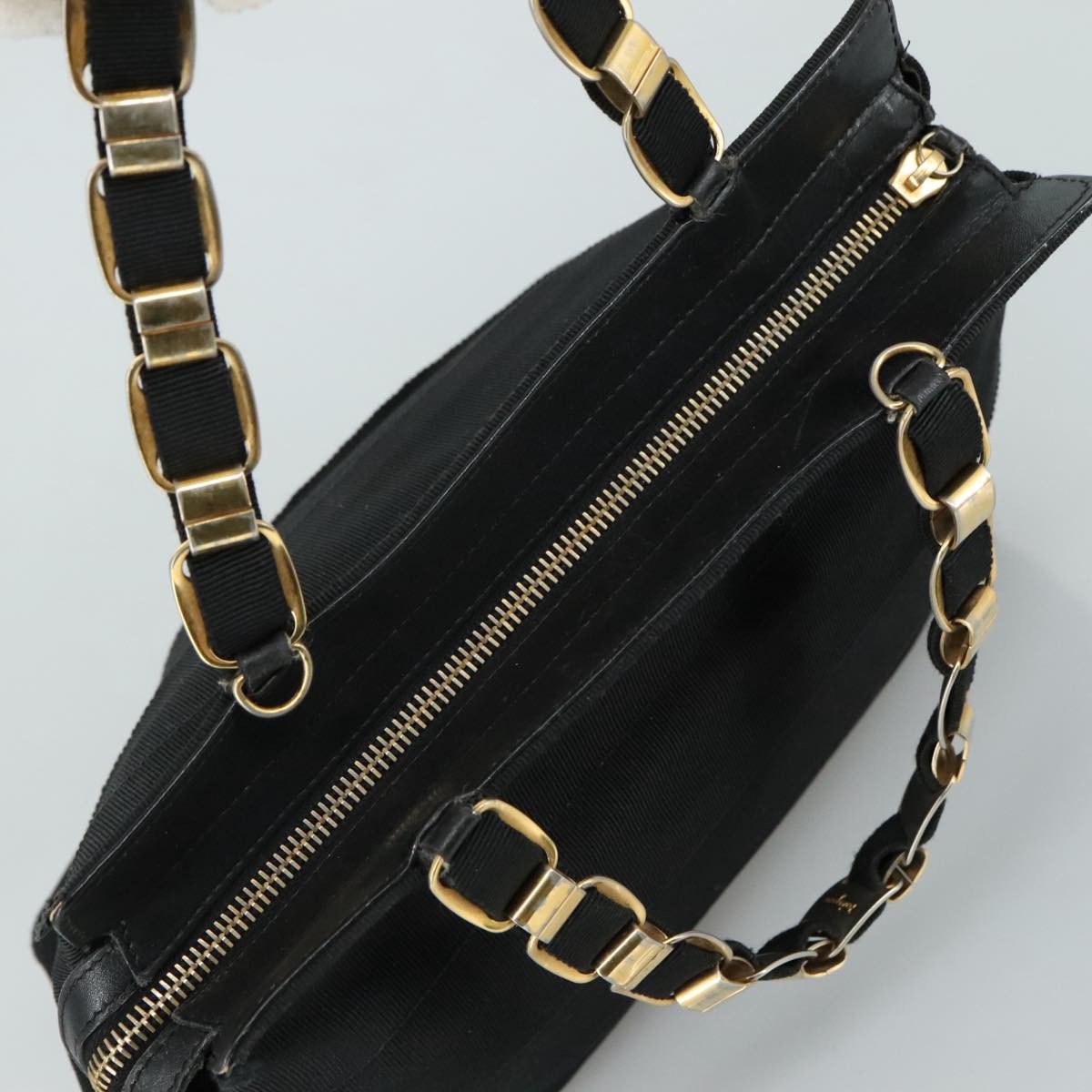 Salvatore Ferragamo Vala Handbag Canvas, BLACK, CANVAS, Handbag