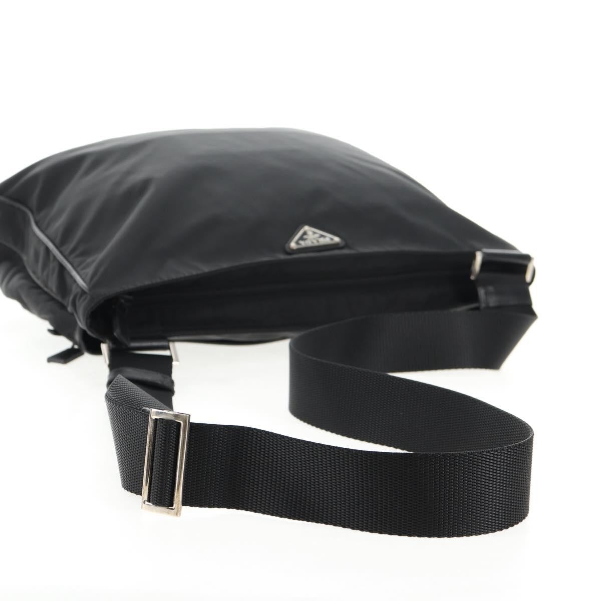 Prada Zip Messenger Quilted Tessuto, BLACK, NYLON, Shoulder bag