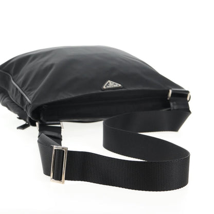 Prada Zip Messenger Quilted Tessuto, BLACK, NYLON, Shoulder bag