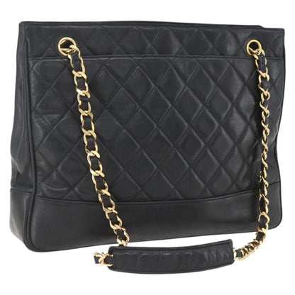 Chanel Vintage Shopping Tote Quilted Lambskin, BLACK, LEATHER, Tote bag