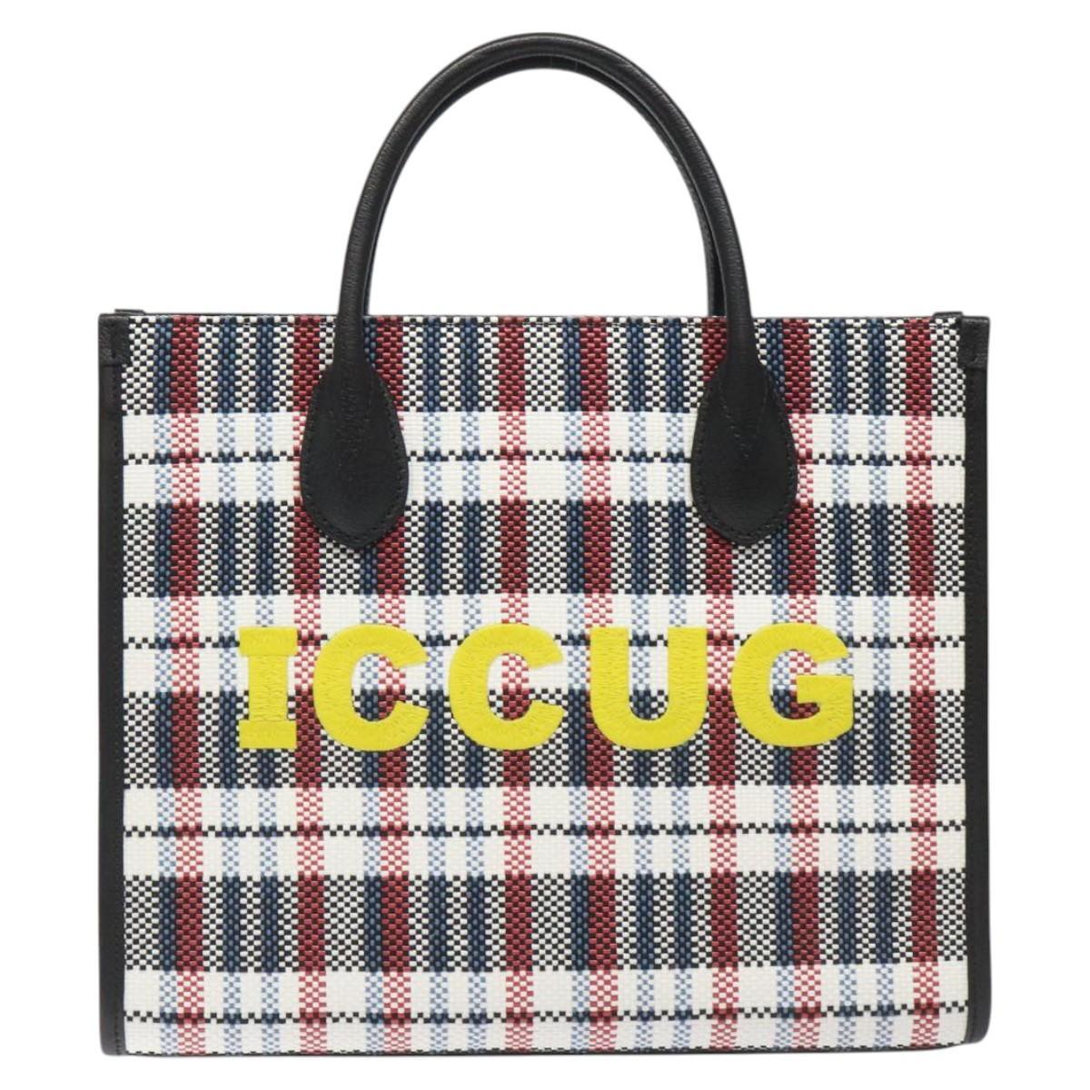 Gucci ICCUG Tote Embroidered Faux Raffia, MULTICOLOUR, CANVAS, Tote bag