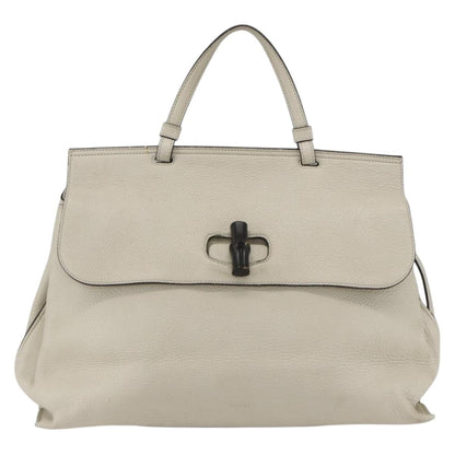 Gucci Bamboo Daily Top Handle Bag Leather, WHITE, LEATHER, Handbag