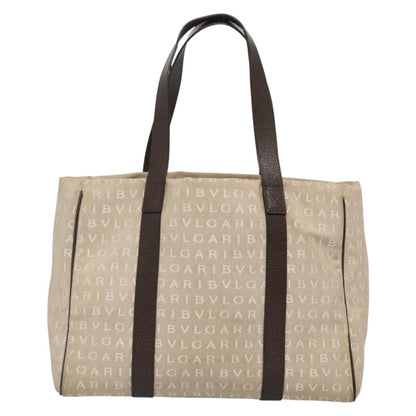 Bvlgari B.Zero1 Logomania Bag Canvas with Leather, Beige, Canvas, Tote Bag