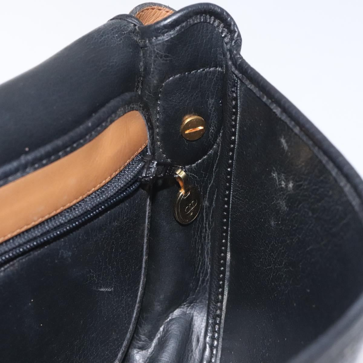 Christian Dior Vintage CD Flap Shoulder Bag Leather, BLACK, LEATHER, Shoulder bag