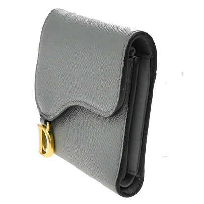Christian Dior Saddle Trifold Flap Wallet Leather, BLUE, LEATHER, Wallets