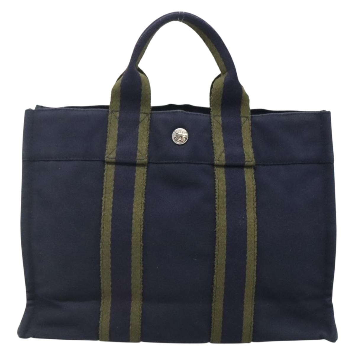 Hermes Fourre Tout Tote Canvas, SILVER, CANVAS, Tote bag