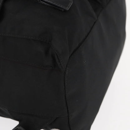 Prada Vela Double Front Pocket Backpack Tessuto with Saffiano Leather, BLACK, NYLON, Backpack