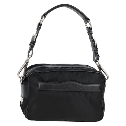 Prada Vintage Front Pocket Shoulder Bag Nylon, BLACK, NYLON, Shoulder bag