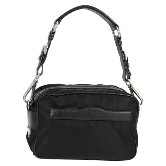 Prada Vintage Front Pocket Shoulder Bag Nylon, BLACK, NYLON, Shoulder bag
