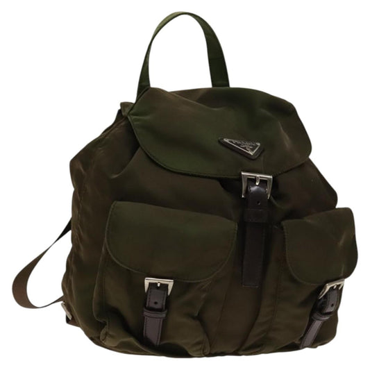 Prada Double Front Pocket Backpack Tessuto, KHAKI, NYLON, Backpack