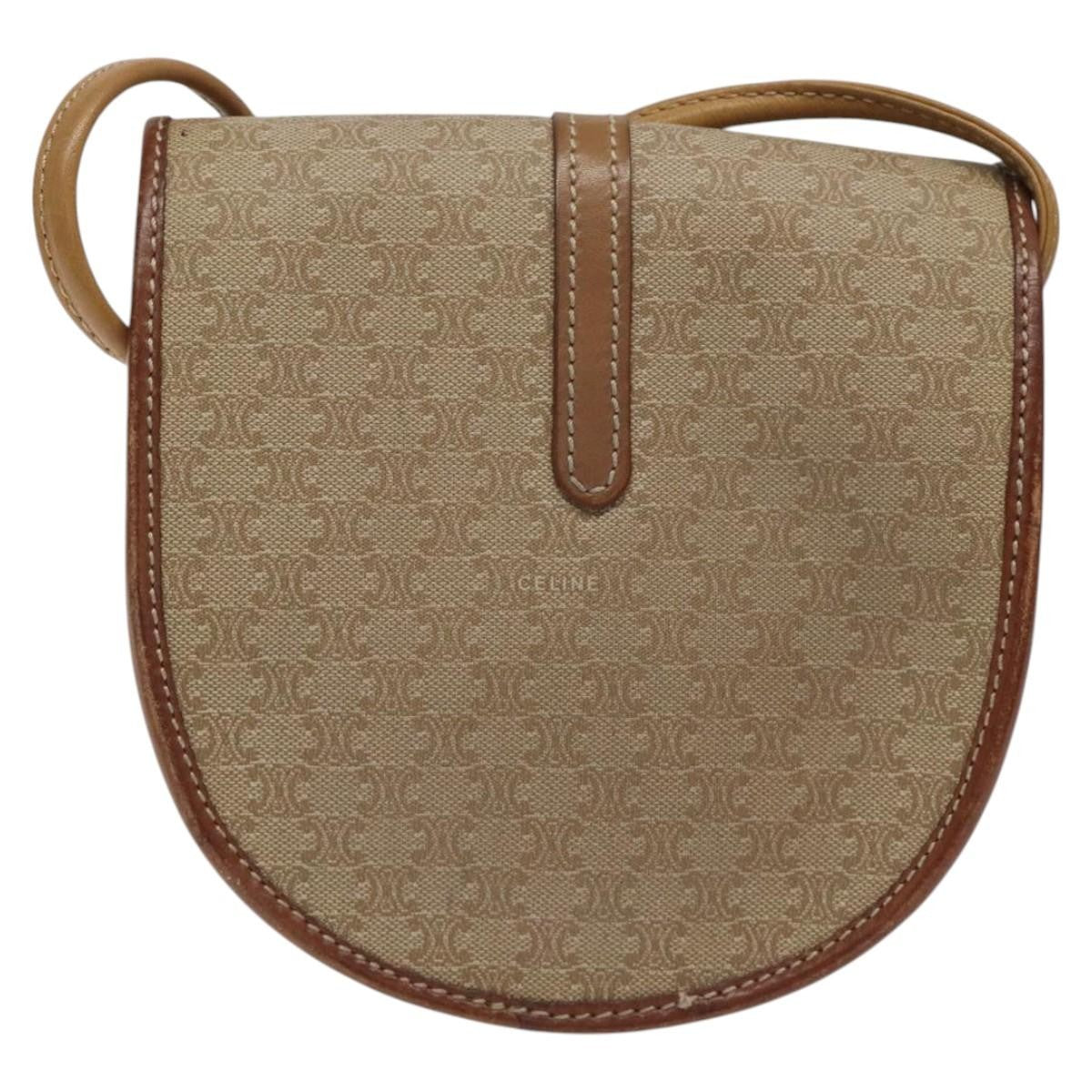 Celine Vintage Macadam Shoulder Bag Canvas, BEIGE, CANVAS, Shoulder bag