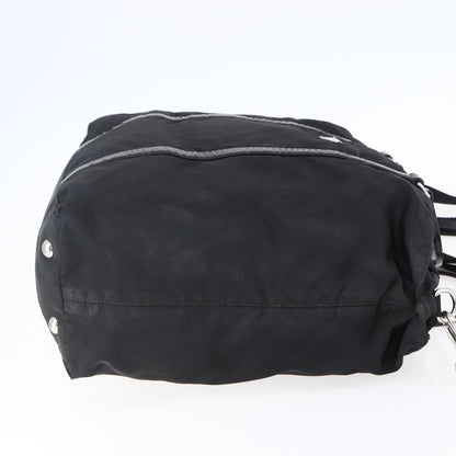 Prada Vintage Tote Tessuto with Leather, BLACK, NYLON, Tote bag