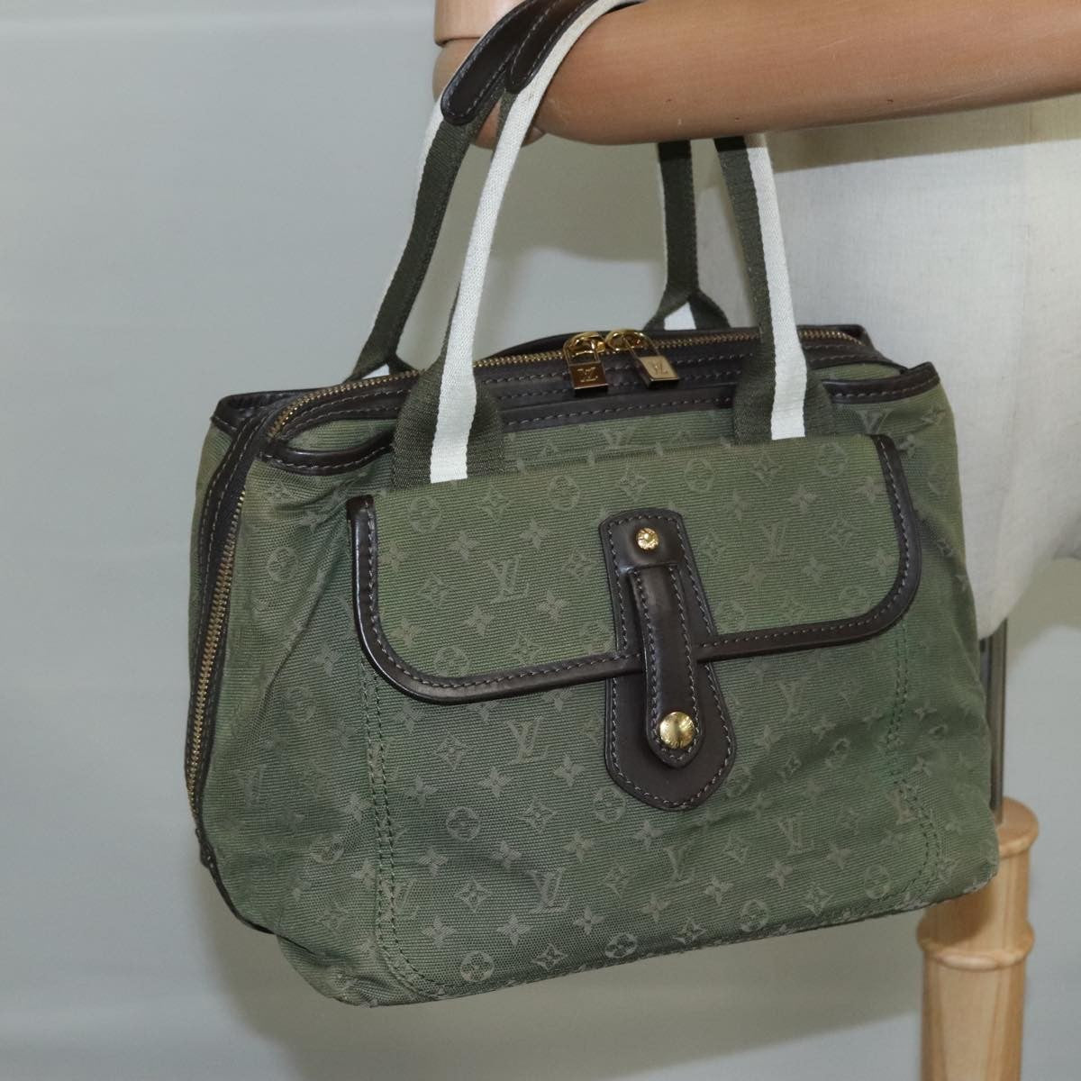 Louis Vuitton Sac Mary Kate Handbag Mini Lin, KHAKI, CANVAS, Handbag