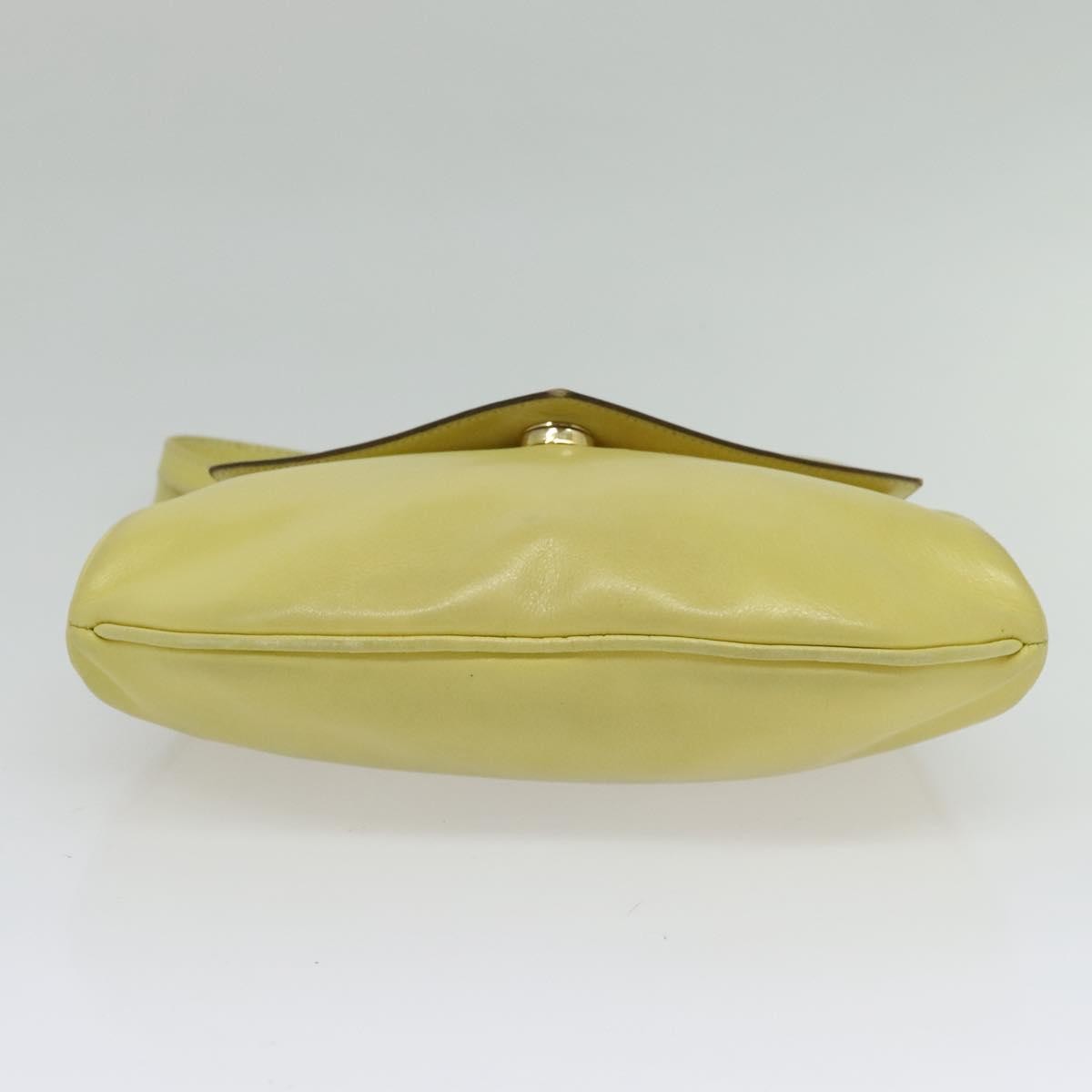 Celine Flap Shoulder Bag Leather, YELLOW, LEATHER, Shoulder bag
