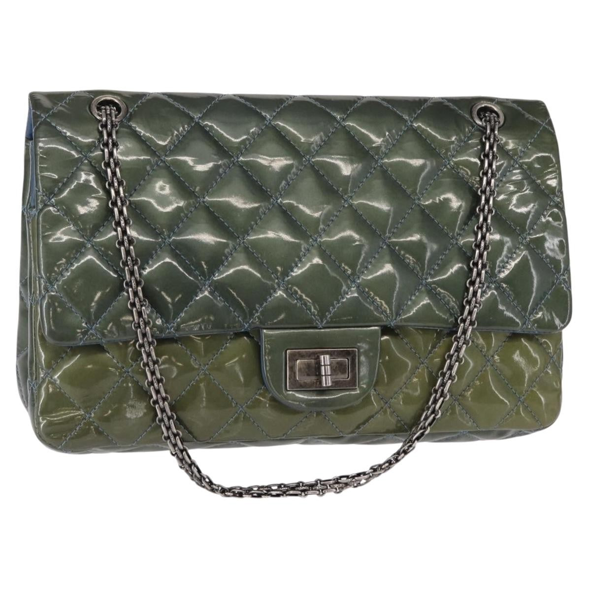 Chanel Reissue 2.55 Flap Bag Quilted Patent, GREEN, PATENT_LEATHER, Shoulder bag