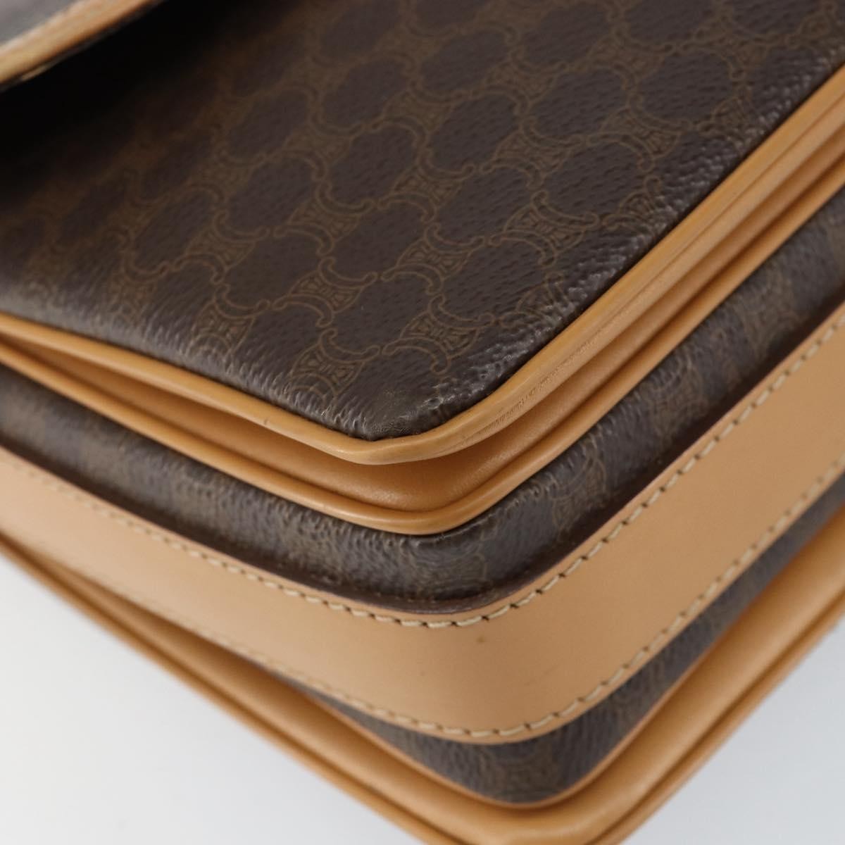 Celine Vintage Macadam Shoulder Bag Canvas and Leather, BROWN, CANVAS, Shoulder bag