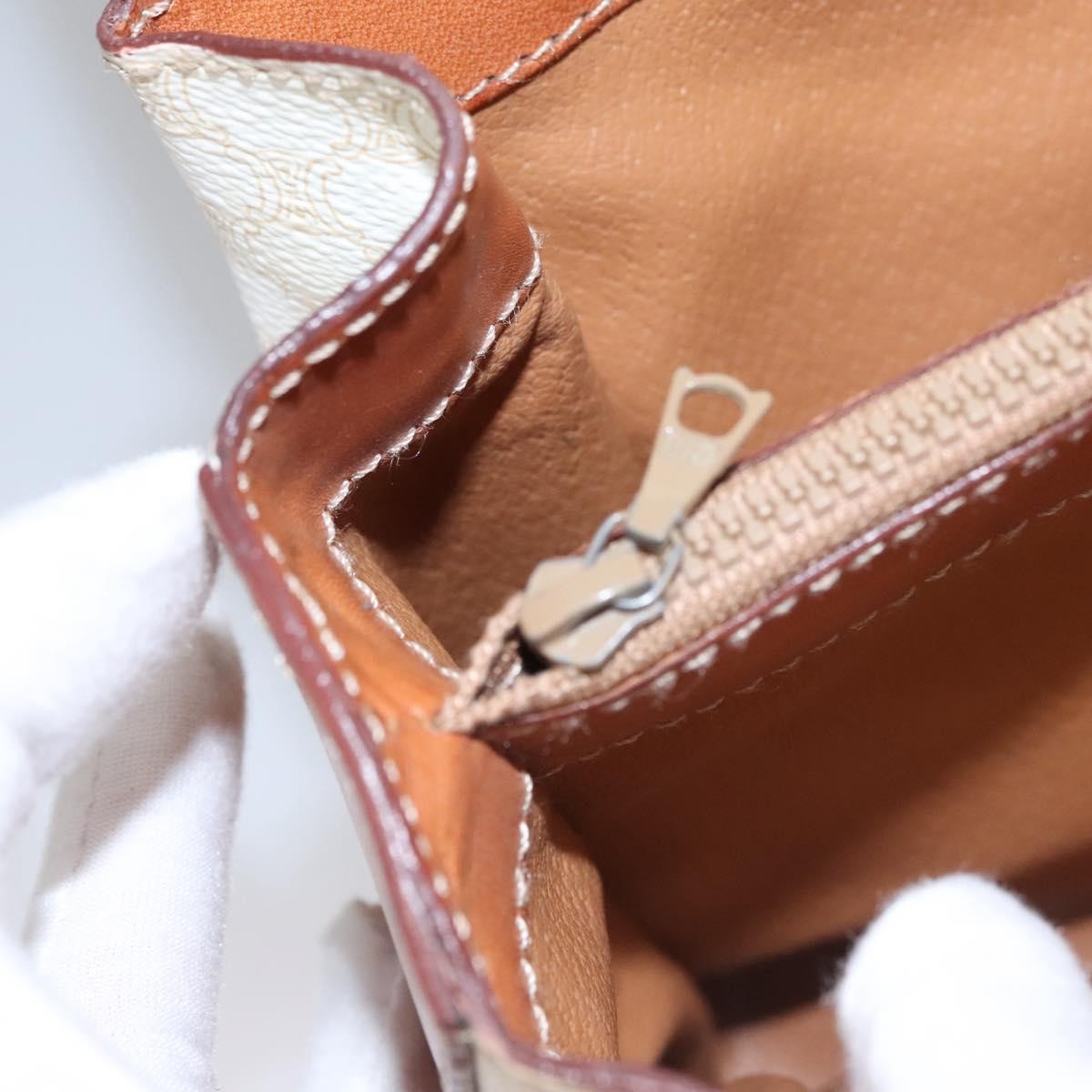 Celine Vintage Convertible Top Handle Bag Macadam Coated Canvas, WHITE, CANVAS, Handbag