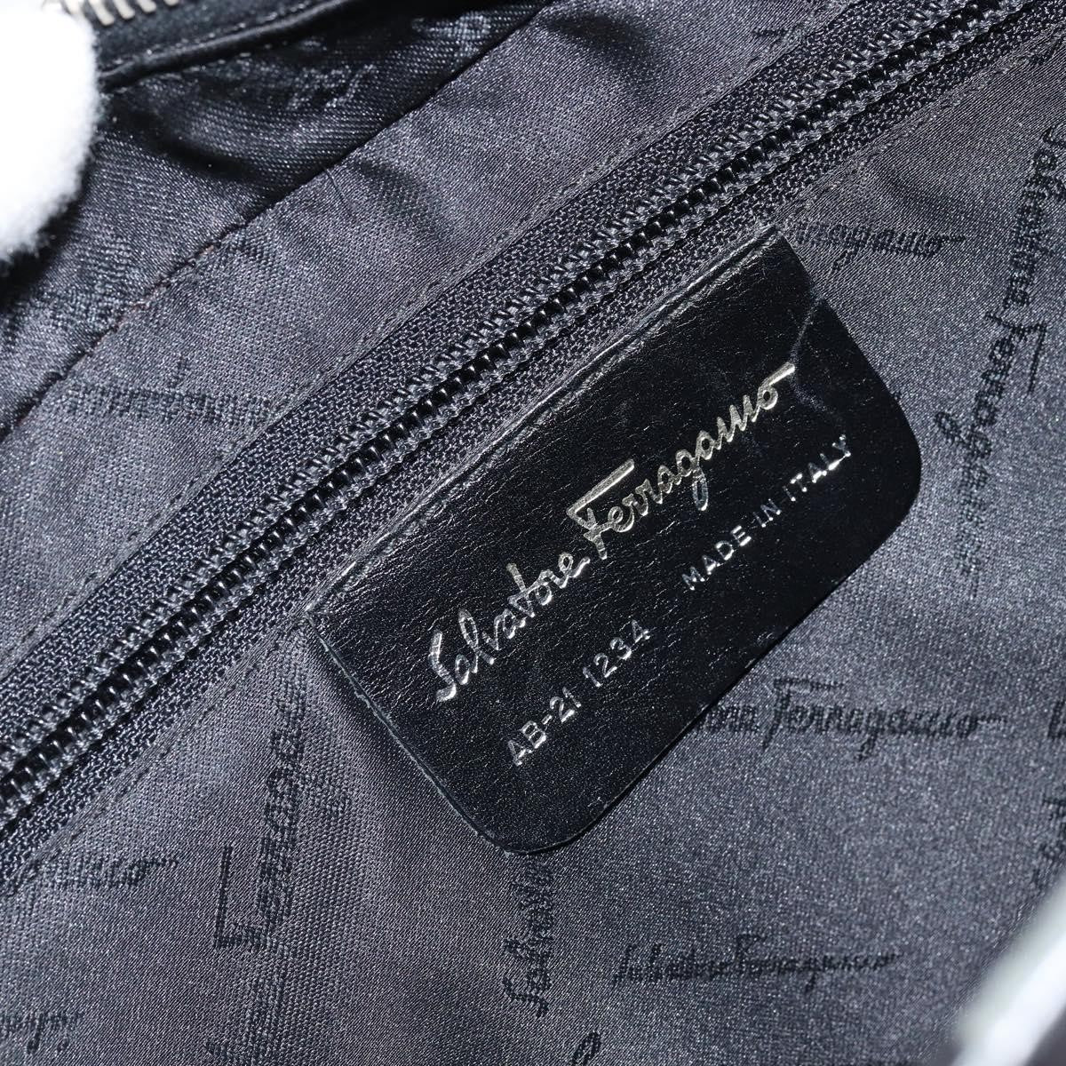 Salvatore Ferragamo Gancini handbag Leather, BLACK, LEATHER, Handbag