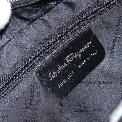 Salvatore Ferragamo Gancini handbag Leather, BLACK, LEATHER, Handbag