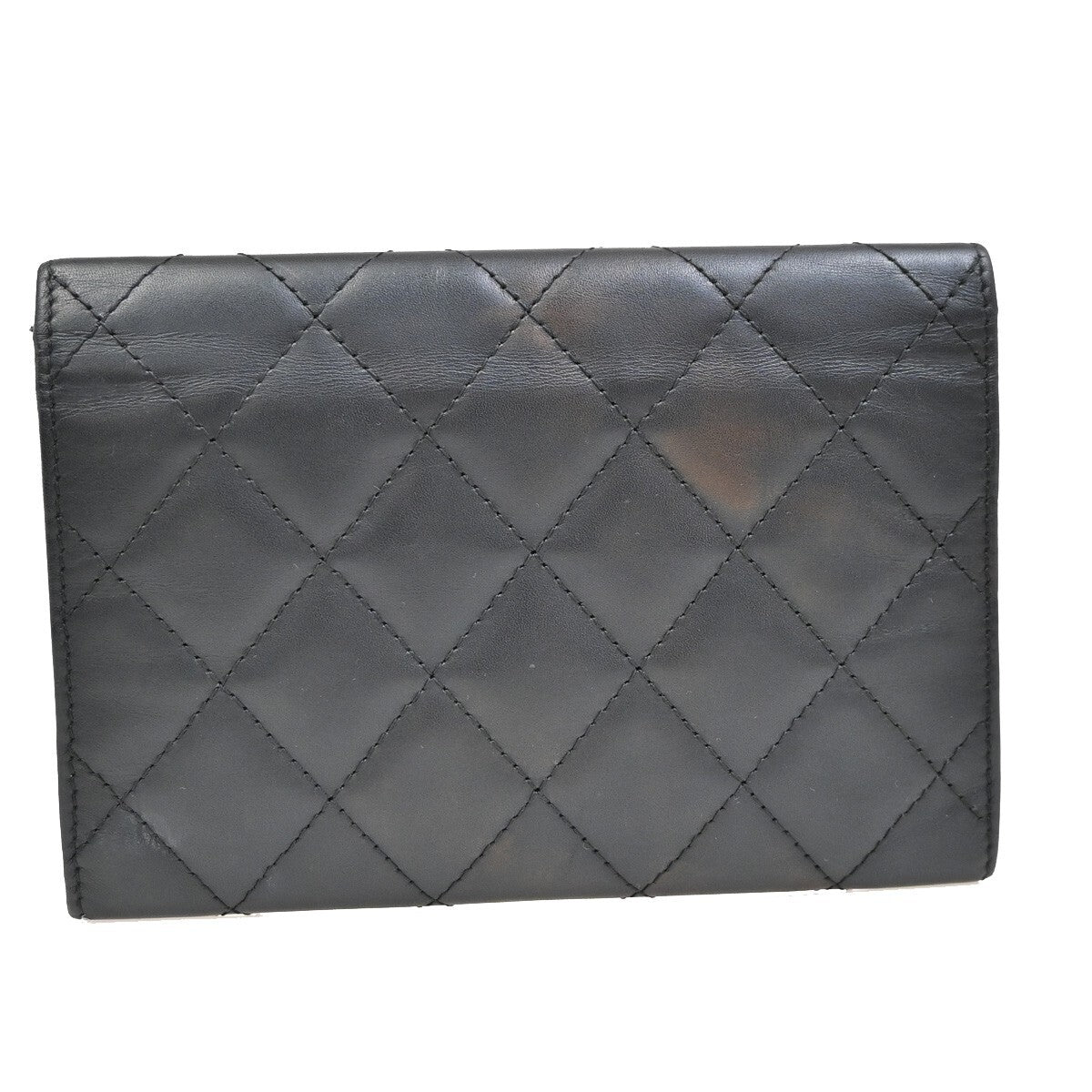 Chanel Cambon Bifold Wallet Quilted Lambskin, BLACK, LEATHER, Wallets
