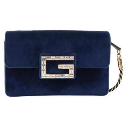 Gucci G Broadway Shoulder Bag Velvet with Crystals, BLUE, VELVET, Shoulder bag