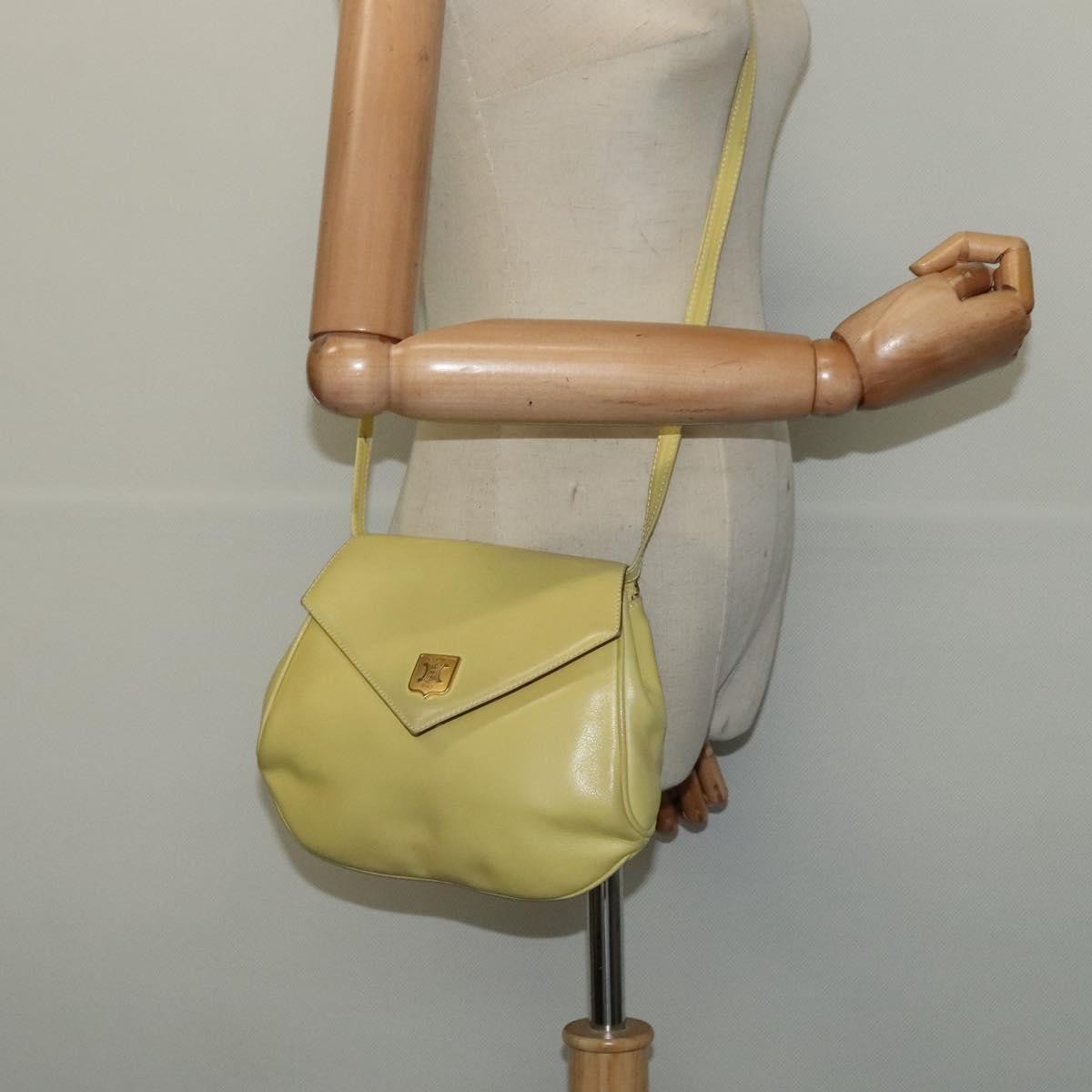 Celine Flap Shoulder Bag Leather, YELLOW, LEATHER, Shoulder bag